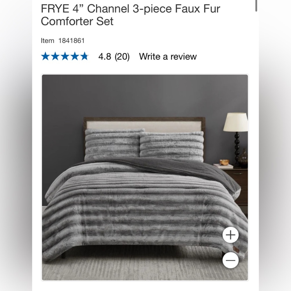 Frye king size grey comforter new unopened with two shams